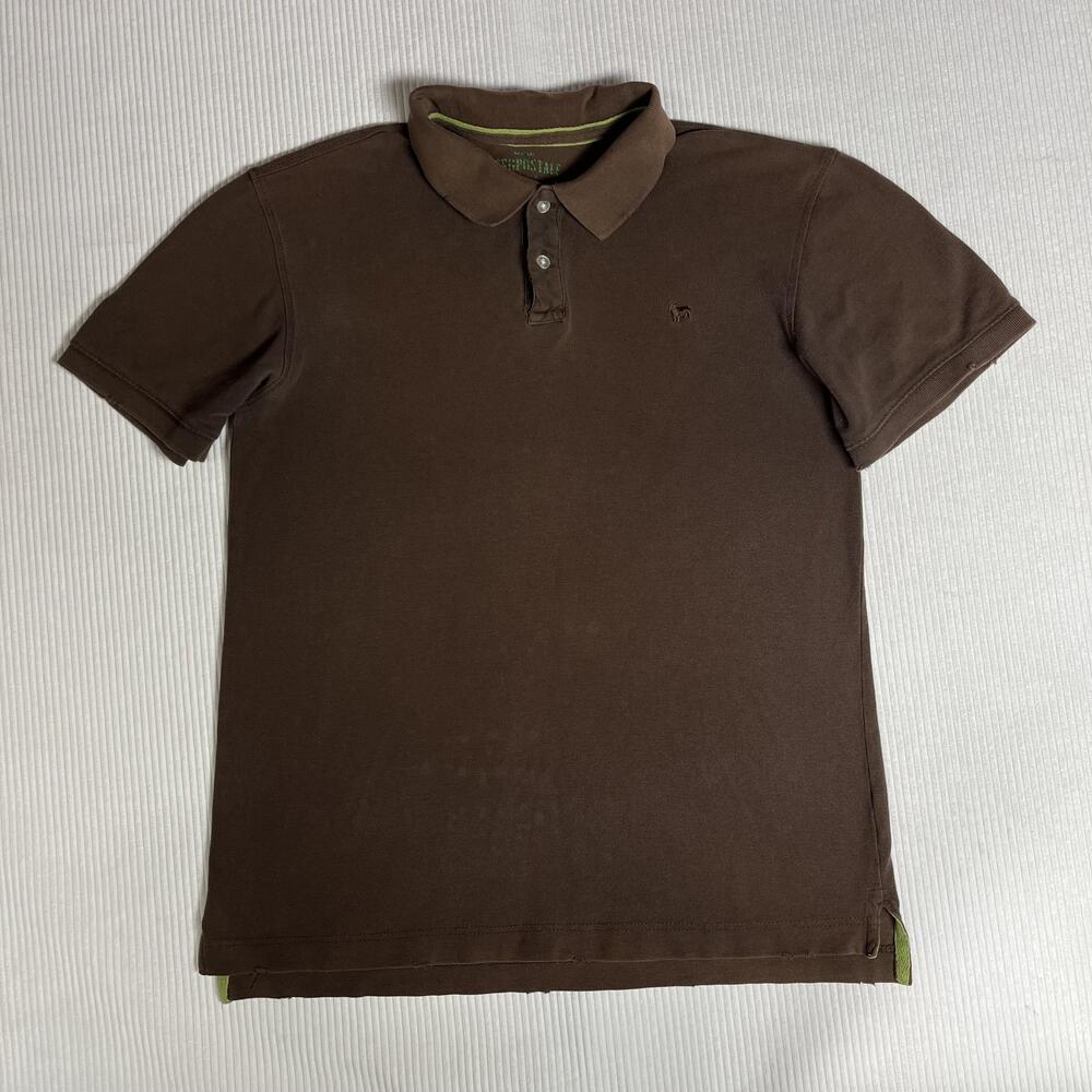 Y2k Aeropostale Polo Shirt Mens M Brown Solid Short Sleeve Pique Logo 00s VTG